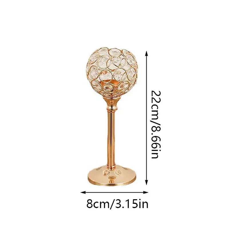 Vintage Crystal Candle Holder Golden Tealight Candlestick Table Centerpiece Candle Stand Christmas Wedding Party Home Decoration - Auraveia