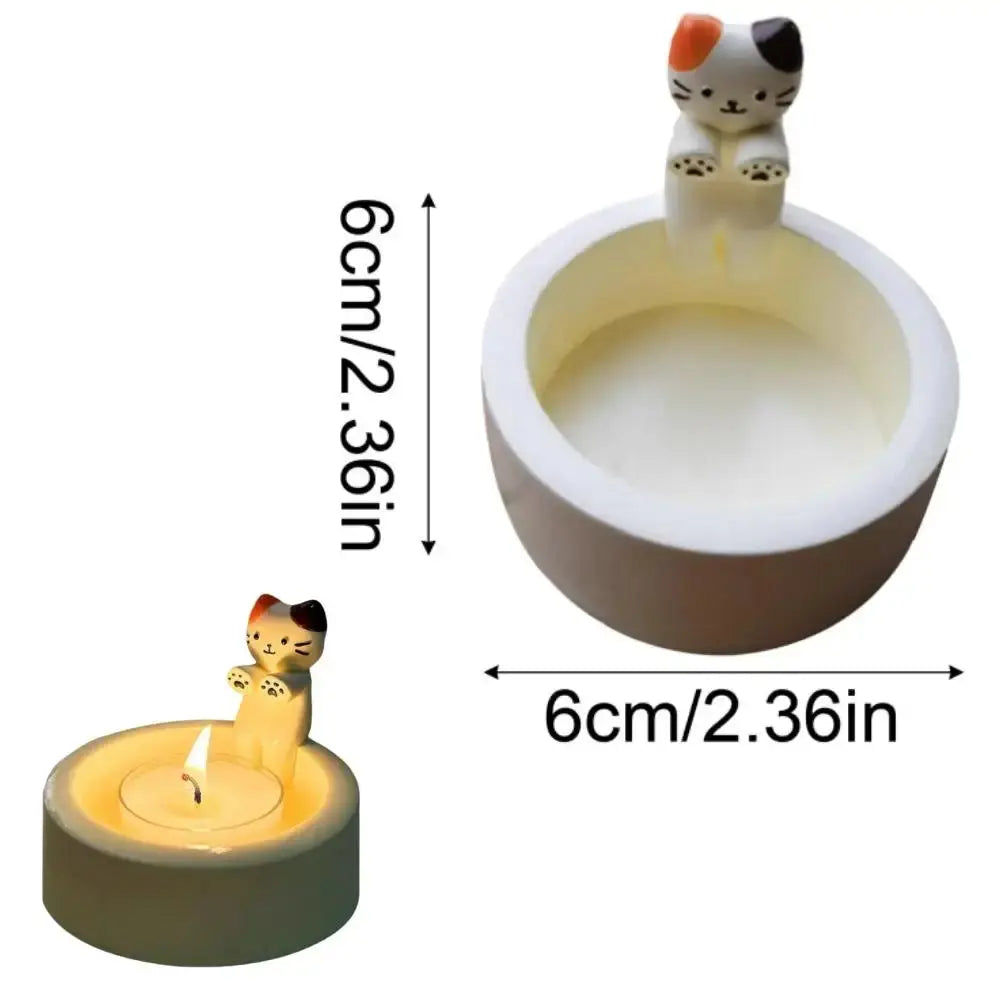 Kitten Candle Holder Warming Its Paws Cute Scented Light Holder Cute Grilled Cat Aromatherapy Candle Holder Desktop Ornaments - Auraveia