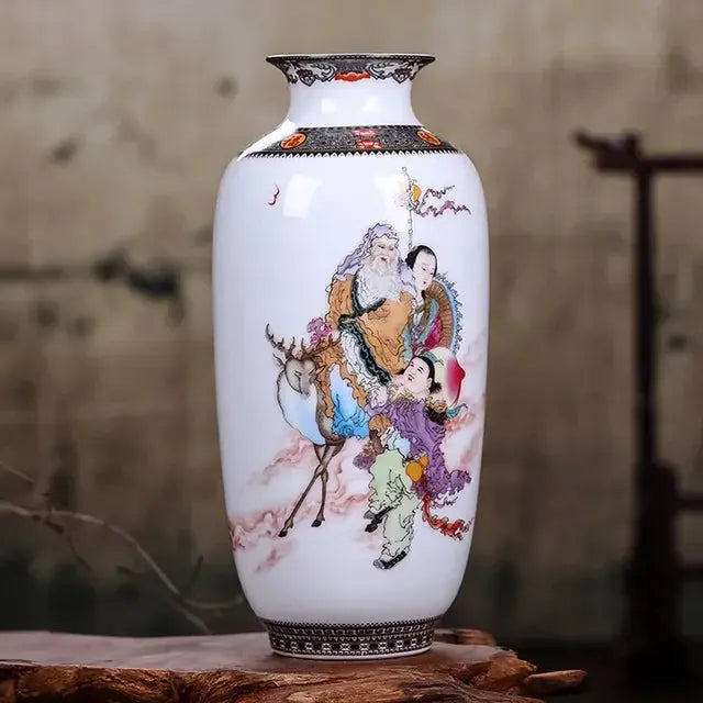 Ceramic Jingdezhen Vase Chinese Traditional Flower Vases Living Room Decoration Vase Fine Smooth Surface Furnishing Articles Auraveia