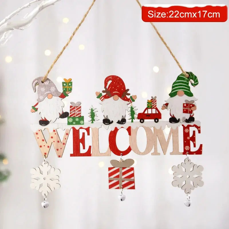 Gnome Santa Claus Wooden Hanging Ornament 2024 Merry Christmas Decoration for Home Door Xmas Tree Pendants Navidad New Year 2025 - Auraveia