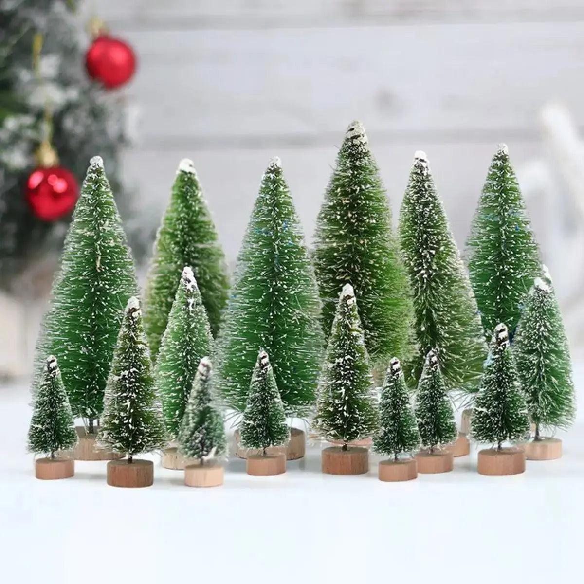 Artificial Mini Wooden Christmas Tree Blue Green White Gold Tower Pine Small Sisal Christmas Tree Tabletop Ornament Decor - Auraveia