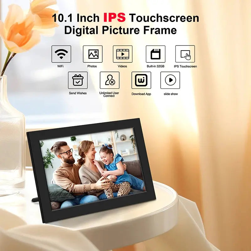 WiFi Digital Photo Frame 10.1 Inch 32GB Smart Digital Picture Frame with 1280x800 IPS HD Touch Screen Digital Frame Gift Auraveia