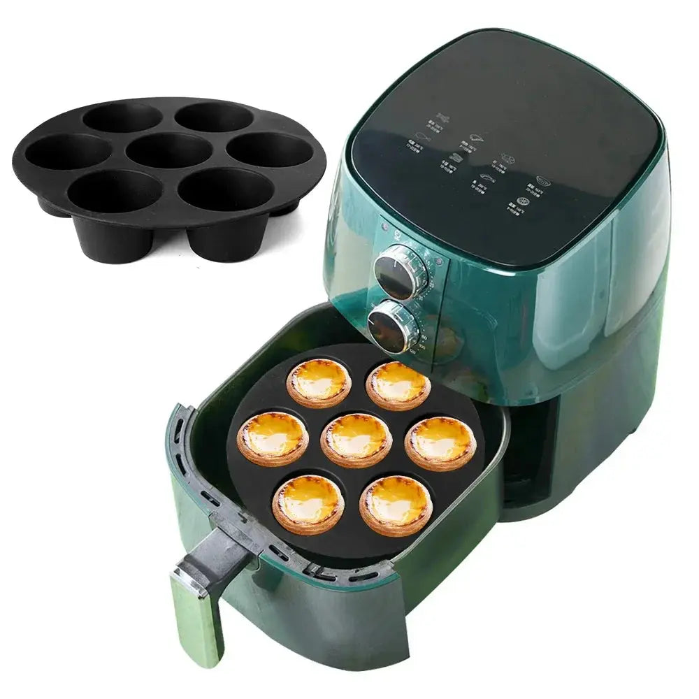 7 Even Cake Cups Air Fryer Accessories Round Muffin Cup Mold Microwave Oven Baking Mold Baking Bakeware Mat Baking Tray Cake Pan - Auraveia