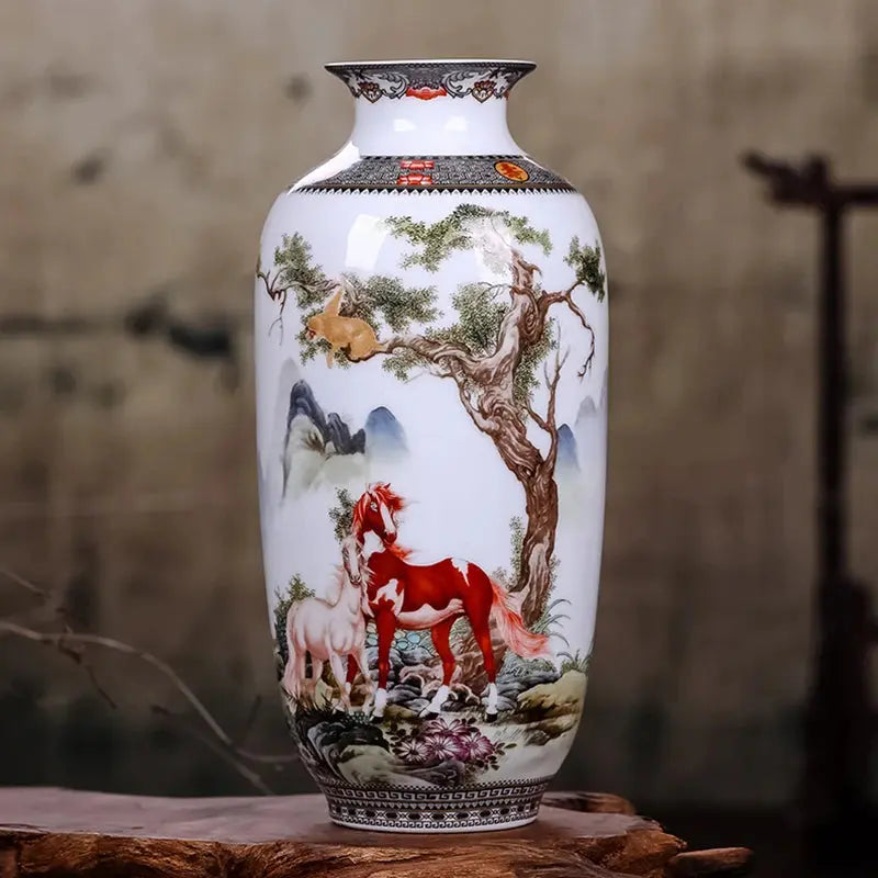 Jingdezhen Ceramic Vase Vintage Chinese Traditional Vases Home Decoration Animal Vase Fine Smooth Surface Furnishing Articles Auraveia