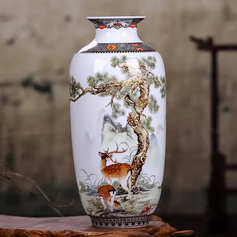 Jingdezhen Ceramic Vase Vintage Chinese Traditional Vases Home Decoration Animal Vase Fine Smooth Surface Furnishing Articles Auraveia