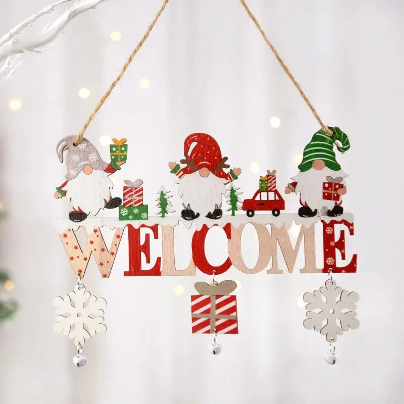 Gnome Santa Claus Wooden Hanging Ornament 2024 Merry Christmas Decoration for Home Door Xmas Tree Pendants Navidad New Year 2025 - Auraveia