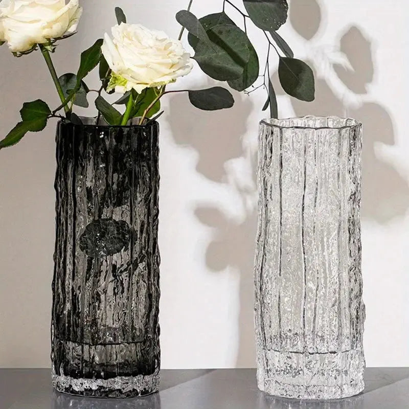 25cm Transparent Glass Flower Vase Auraveia